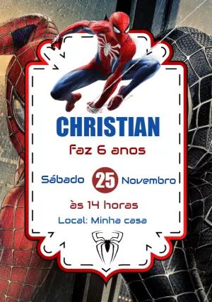 Convite Aniversário Homem Aranha para Editar Online
