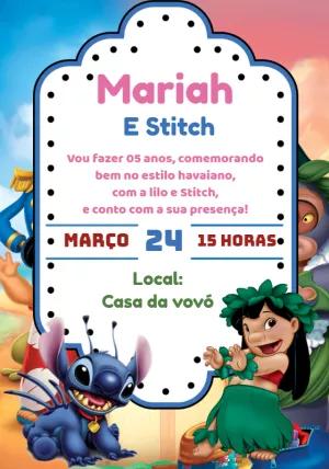 Convite Aniversário Lilo & Stitch para Editar Online