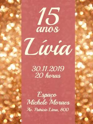 Convite 15 Anos Rosa e Dourado com Glitter para Editar Online