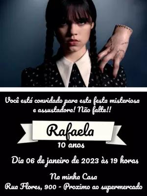 Convite de Aniversário Wandinha Addams para Editar Online