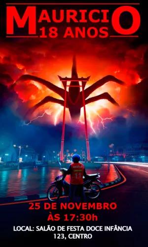 Convite Aniversário Stranger Things Editável Online