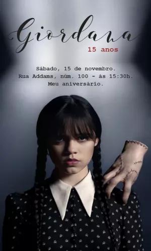 Convite de Aniversário Wandinha Addams para Editar Online