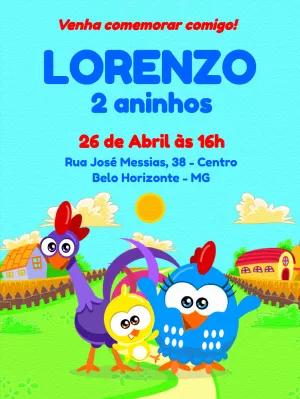 Convite de Aniversário Galinha Pintadinha para Editar Online