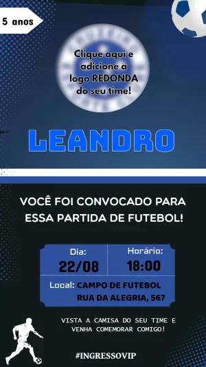 Convite de Aniversário Futebol Azul para Editar Online