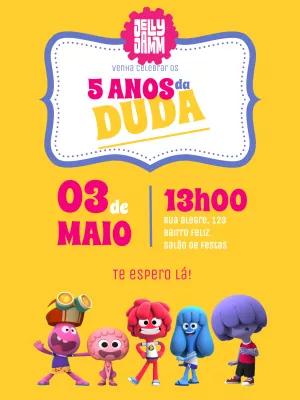 Convite de Aniversário Jelly Jamm para Editar Online