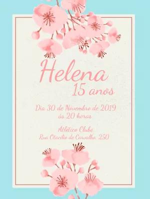 Convite 15 Anos Floral com Cerejeira para Editar Online