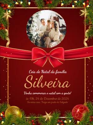 Convite de Natal com Foto para Editar e Personalizar Online