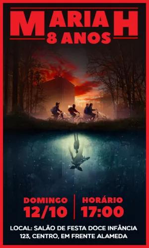 Convite Aniversário Stranger Things para Editar Online