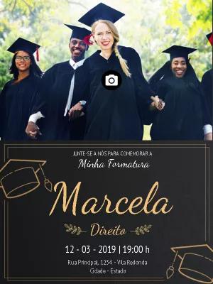Convite de Formatura com Foto para Editar Online