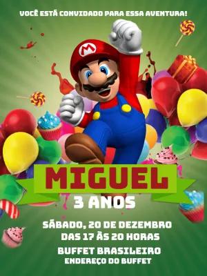 Convite de Aniversário Super Mário Bros para Editar Online