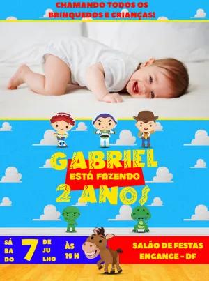 Convite Aniversário Toy Story com Foto para Editar Online