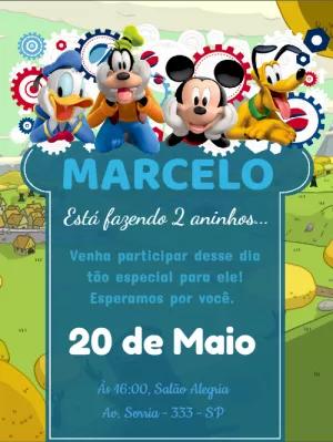 Convite de Aniversário Mickey e Turma para Editar Online