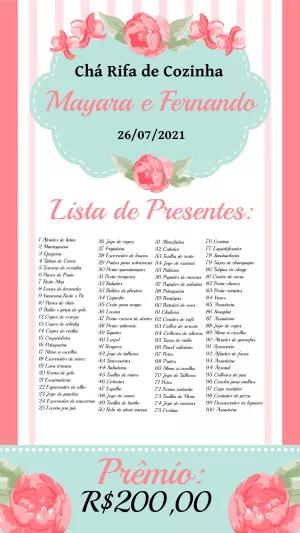 Convite Chá Rifa de Cozinha Floral Delicado para Editar Online