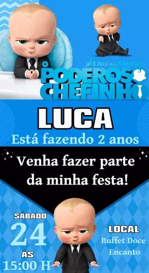 Convite Poderoso Chefinho com Pose de Chefe para Editar Online