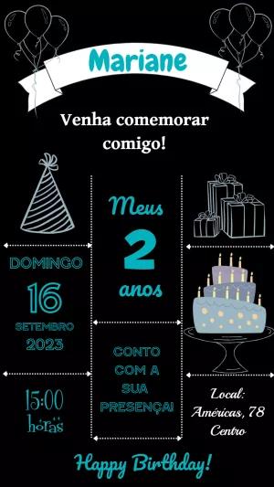 Convite de Aniversário Chalkboard Editável Online