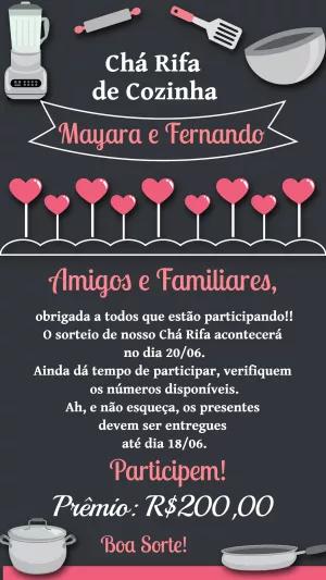 Convite Chá Rifa de Cozinha com Utensílios para Editar Online