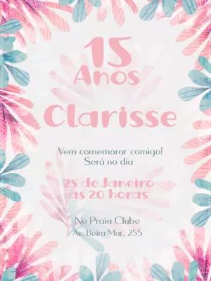 Convite 15 Anos Floral Candy Color para Editar Online