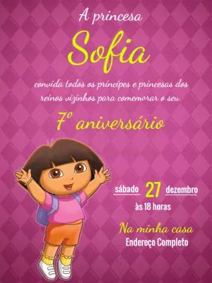 Convite Aniversário Dora Aventureira para Editar Online
