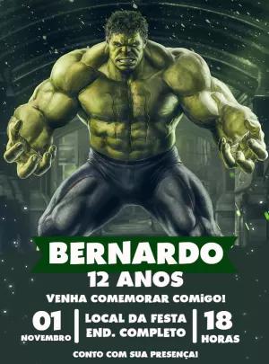 Convite de Aniversário Hulk Editável Online para Imprimir