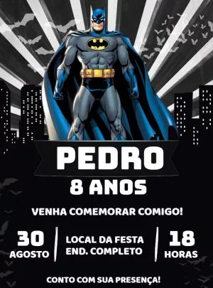 Convite de Aniversário Batman para Editar Online