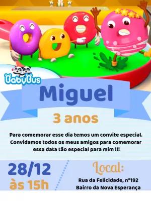 Convite Aniversário Donuts BabyBus para Editar Online