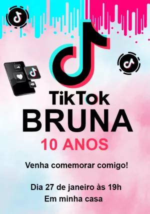 Convite de Aniversário Tema Tik Tok para Editar Online