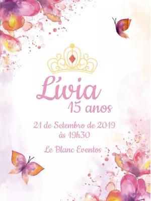 Convite 15 Anos Aquarela Borboletas para Editar Online