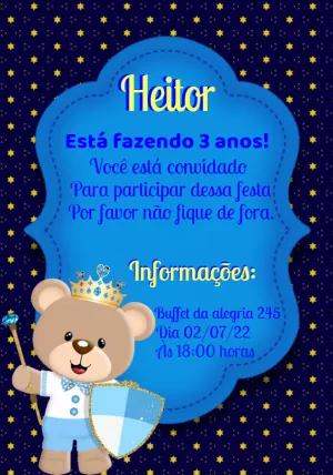 Convite Aniversário Ursinho Príncipe para Editar Online