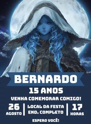 Convite Aniversário Elden Ring com Ranni para Editar Online