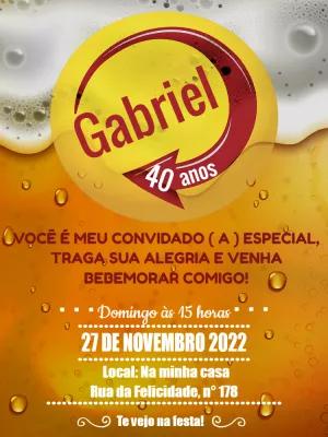 Convite de Aniversário Tema Boteco Cerveja para Editar Online
