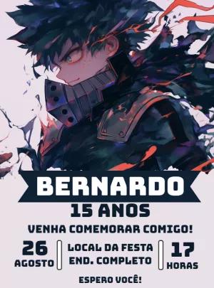Convite de Aniversário My Hero Academia para Editar Online