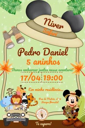 Convite de Aniversário Safari do Mickey para Editar Online