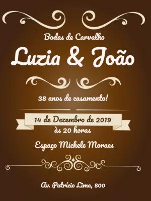 Convite Bodas de Carvalho Elegante para Editar Online