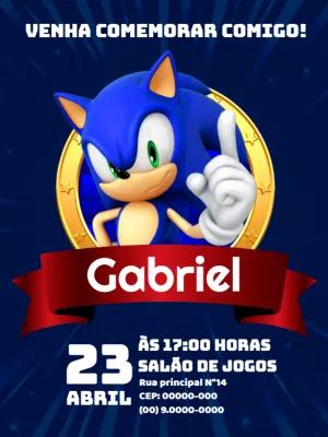 Convite de Aniversário Sonic para Editar Online e Imprimir