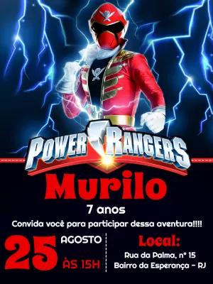 Convite de Aniversário Power Rangers para Editar Online