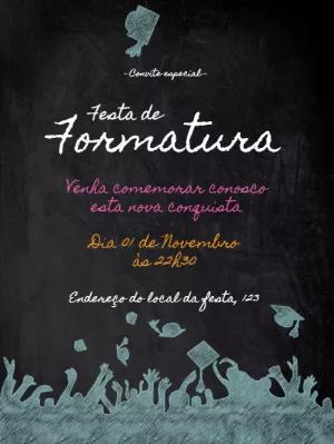 Convite de Formatura Estilo Lousa para Editar e Imprimir Online