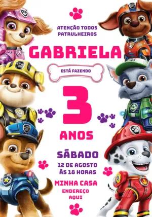 Convite de Aniversário Patrulha Canina Menina para Editar Online