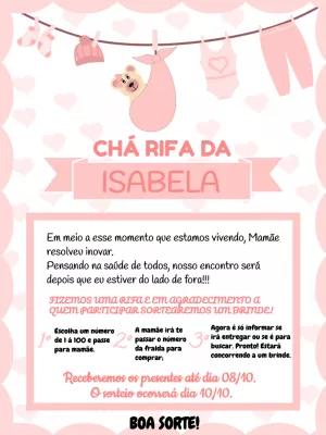 Convite Chá Rifa Ursinha Menina para Editar Online