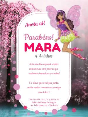 Convite de Aniversário Barbie Fada para Editar Online