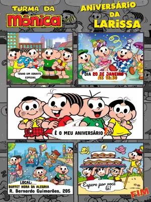 Convite de Aniversário Turma da Mônica Quadrinhos para Editar