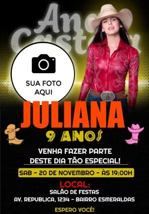 Convite de Aniversário Ana Castela com Foto para Editar Online