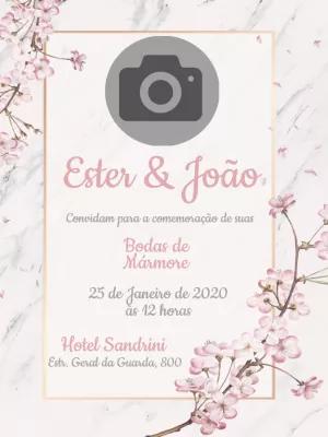 Convite Bodas de Mármore com Foto para Editar Online