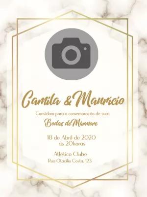 Convite Bodas de Mármore com Foto para Editar Online