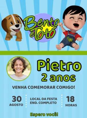 Convite Aniversário Bento e Totó com Foto para Editar Online