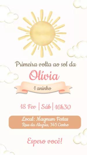 Convite Aniversário Primeira Volta ao Sol para Editar Online