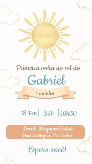 Convite Aniversário Primeira Volta ao Sol para Editar Online