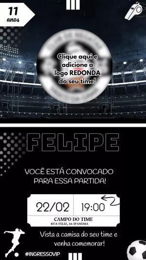 Convite de Aniversário Futebol Ingresso para Editar Online