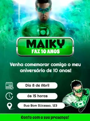 Convite de Aniversário Lanterna Verde para Editar Online