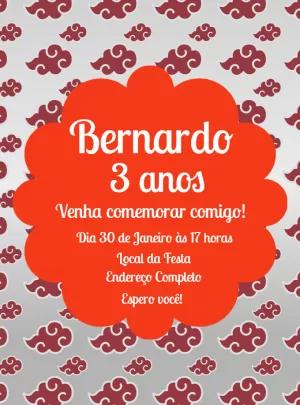 Convite Aniversário Naruto Akatsuki para Editar Online