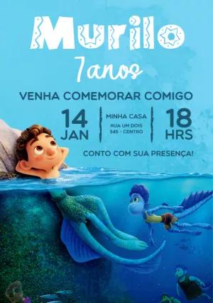 Convite de Aniversário Luca com Personagens para Editar Online